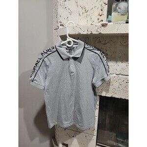 MICHAEL KORS Men's Short Sleeve  Cotton Polo Shirt,Gray/black. Size Medium